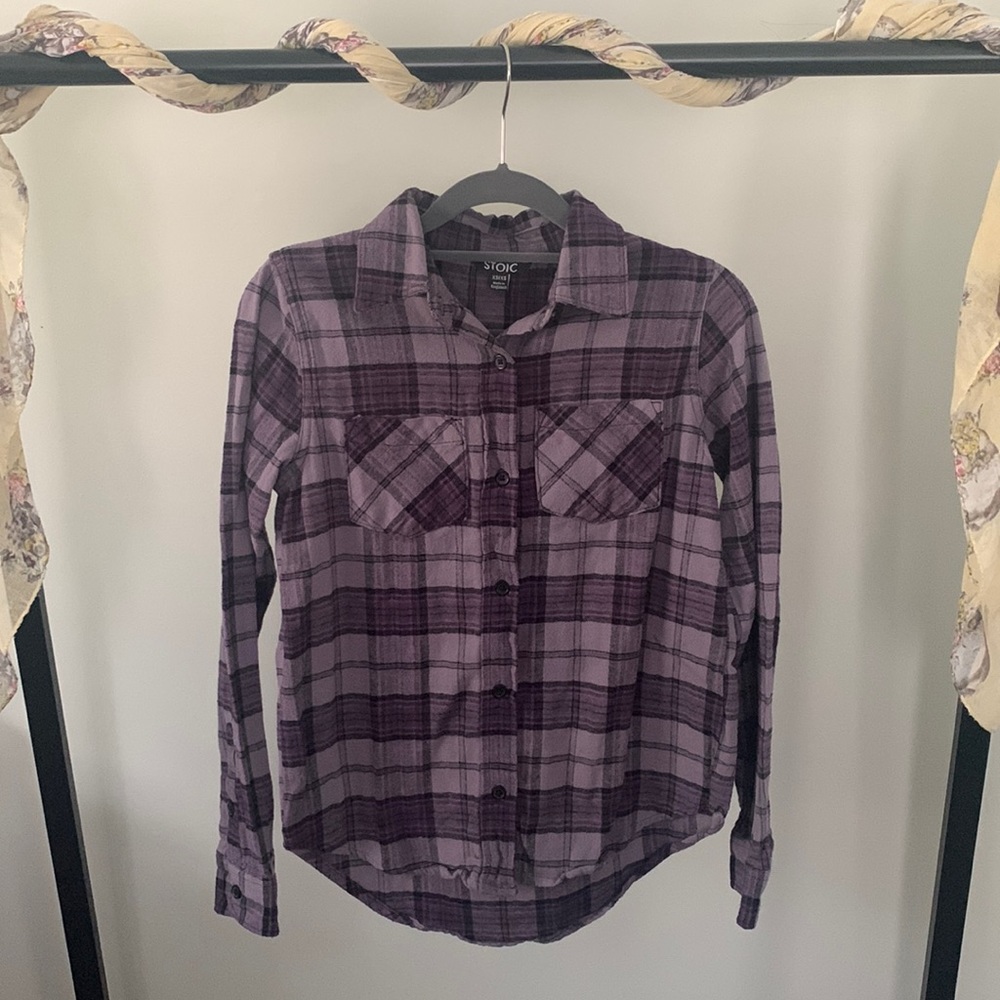Stoic Women’s Purple Plaid Long Sleeve Flannel (XS)